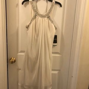 3/$27 White Dress with Beaded Neckline!